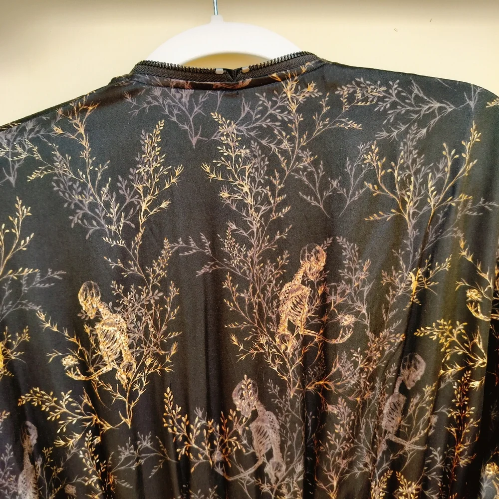 All Saints Niyah Yorick Dress Skeleton Tree Branch Design Silk Blend Halloween - Picture 13 of 13